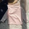 Camisetas Simples Bordadas de Desenho Animado para Meninos e Meninas, Manga Longa, Primavera e Outono, Estilo Coreano, Estilo Estrangeiro, Camisetas Básicas Versáteis de Algodão para Crianças