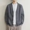 Cardigã masculino liso de outono e inverno, com modelagem solta