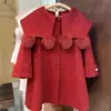Abrigo de lana para niñas, dulce y elegante, para niños mayores, abrigo de lana engrosado para estudiantes de secundaria, de longitud media para otoño e invierno
