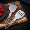Juego plegable de utensilios de cocina de acero inoxidable 304 para uso transfronterizo, espátula, pala para saltear para acampar al aire libre, cuchara sopera, colador, espátula para freír, traje portátil