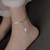 Tobillera con colgante de marca cuadrada pequeña de moda tobillera de plata de ley ins cadena de hueso de serpiente joyería de tobillo de nicho cadena de pie al por mayor