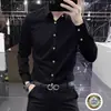 Camisa branca de manga longa de alta qualidade de marca italiana para homens, novo modelo de outono, sem amassar, anti-vinco, corte justo, camisa casual e moderna