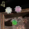 Anel de Calcedônia com Banhos de Prata, Incrustado com Pedra Fluorescente Branca Gelo de Alta Qualidade, Anel Feminino de Estilo Elegante, Pedra Preciosa de Ágata Branca, Fornecimento Atacado para Transmissão ao Vivo