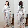 Roupão Feminino Estampado Plus Size de Verão, Roupão de Banho de Cetim Imitação de Seda de Luxo, Roupa de Casa Feminina