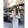Vestido Sudadera Blanco Largo con Capucha para Otoño e Invierno 25 Nueva Ropa para Mujer Abrigo Capa Interior Falda Larga