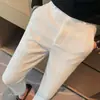 Calça casual de waffle para comércio exterior masculina, calça de terno formal de negócios para primavera e outono, corte slim, sem rugas, cintura elástica