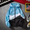 Chaqueta con capucha para hombre, nueva moda de primavera y otoño, con bloques de color, informal, fina y a la moda, para estudiantes