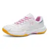 Tênis de Badminton, Tênis Esportivo Profissional para Competição e Treinamento, Tênis de Tênis de Mesa e Badminton Respirável de Couro com Aderência Aprimorada para Homens, Branco Rosa Prata