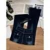 Calça jeans flare skinny estilo americano para mulheres, nova coleção de outono, azul-acinzentado, cintura alta, modelagem que afina a silhueta, com caimento fluido, calça flare versátil