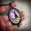 Colgante de Gato Noche Estrellada de Color Otoñal de Resina de Comercio Exterior, Joyería Única de Vidrio Pintada a Mano, Regalo de Halloween