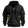 Sudadera con capucha para hombre de otoño e invierno transfronteriza con cremallera y múltiples bolsillos, chaqueta deportiva casual tipo pullover para hombre, talla europea
