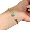 Luz do Lago e Reflexo da Água~Pulseira de Zircônia Retrô Sal Marinho Gota d'Água, Pulseira de Luxo Leve de Alta Qualidade, Joia de Mão Estilo Palácio Retrô para Mulheres