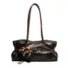 2026 Bolso de Color Sólido con Textura Retro Nuevo para Mujer Moda Otoño Gran Capacidad Bolso de Hombro Único Bolso tipo Baguette con Correa de Cuero Bolso de Axila