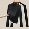 270g Pana AcanaladaCuello Semi Alto Otoño e Invierno Capa Base para Mujer Estilo Nuevo Chaqueta Cardigan de Doble Cremallera Top Interior