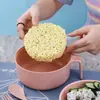 Tenedor cuchara palillos de paja de trigo tazón para fideos instantáneos hogar dormitorio estudiantil redondo con tapa tazón de arroz de gran capacidad venta al por mayor de fábrica