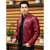 Chaqueta de Cuero Sintético Ajustada para Hombre con Cuello Alto, Chaqueta de Motociclista, Ropa Exterior Casual de Moda para Primavera y Otoño, Nueva Chaqueta de Cuero Transfronteriza