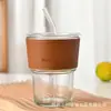 Copo de Água de Vidro Estilo Bambu Popular Mais Vendido para Mulheres, Copo de Vidro de Alto Valor Estético, Copo de Leite, Copo de Suco, Copo para Bebidas com Logo