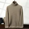 Suéter de Cachemira de Montaña Grueso Plano de Hilo Doble de Siete Agujas para Hombre, Jersey de Cuello Alto de Color Sólido, Camiseta Base de Lana Tejida para Hombre