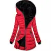 Chaqueta de Algodón Acolchado de Invierno para Mujer 2024 Chaqueta con Capucha de Manga Larga para Cruce de Fronteras Chaqueta Acolchada de Algodón con Forro Polar Caliente Chaqueta de Invierno de Longitud Media con Cremallera