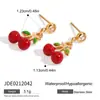 Diseño Silencioso y Hermoso, Dulces y Románticos Pendientes Colgantes de Cereza de Acero Inoxidable y Oro de 18 Quilates Joyería de Acero Inoxidable para Orejas Venta al por Mayor