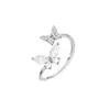 Anillo Combinado Suave y Dulce para Mujer, Anillo Sencillo y Fresco con Índice Floral, Diseño de Nicho Ins, Anillo Abierto Incrustado con Diamantes