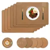 Jogos Americanos Criativos de Couro Patchwork PVC Estilo Ocidental Isolamento Térmico à Prova d'Água à Prova de Óleo Espessado Quadrado para Mesa de Jantar