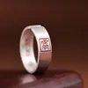 Ciervo Dorado Rey 999 Plata Pura Vintage Amuleto de Cinabrio para Protección y Seguridad Estilo Chino Año del Zodiaco Anillo Ancho Abierto