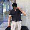 Camisa Polo de Tricô Torcido Asclo&Qiao Verão Casual Negócios Roupas de Trabalho Versátil Solta Meia-Manga Camiseta Top