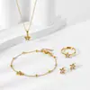 Venta Caliente Transfronteriza Titanio Acero Estrella de Cinco Puntas Joyería Traje Simple Todo Combina Acero Inoxidable Joyería Traje Cuatro Piezas Set