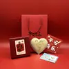 Insignia Corporativa Personalizada Logo Oro Puro 999 Pastel de Corazón Dulce Regalo de Confesión para Novia Lote de Oro Shuibe
