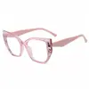 Novos Óculos Fashion Anti-luz Azul TR90 Femininos Europeus e Americanos Contraste de Cores Armação Retangular Lentes Planas Óculos de Armação Grande Ins