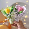 Flores de Jabón Perfumadas, Tulipanes Artificiales, Ramo Cuadriculado Terminado, Caja de Regalo Cuadrada, Flores Hechas a Mano al por Mayor, Souvenirs y Regalos Transfronterizos