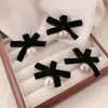 Redução de idade sentido avançado ~ grampo de cabelo de laço de veludo pérola franja lateral de cabelo partido para menina acessórios de cabelo atacado
