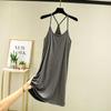 Vestido midi fino de verano en forma de Y con tirantes, versátil, para mujer, con tirantes, camiseta, chaleco ajustado, falda de talla grande