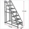 Escalera de Mano Industrial, Escalera Móvil Engrosada con Ruedas, Peldaños de Escalera para Hogar, Almacén, Taller Exterior, Plataforma de Tres Peldaños