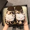 Pantuflas Hello Kitty con Estampado de Leopardo para Mujer, Pantuflas de Casa Cálidas con Suela Suave y Peluche, Nuevos Modelos Otoño e Invierno 2025
