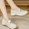Zapatos blancos de piel para mujer, nueva colección otoño 2026, zapatos casuales ligeros y cómodos, fáciles de poner y quitar, zapatos casuales de piel