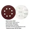 Lixa de polimento vermelha de 5 polegadas e 8 furos, popular entre fronteiras, 125 mm, lixa de flocagem para polimento de madeira, atacado