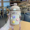 Venta al por mayor de fabricantes de vasos de agua de vidrio, Vasos de agua de vidrio con diseño de dumpling de dibujos animados, Vasos de agua portátiles para estudiantes al aire libre, Vasos de regalo