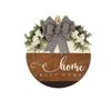Letrero Popular de Madera para Casa Transfronterizo con Lazo Rayado, Letrero Colgante para Exteriores, Decoraciones de Flores Blancas, Decoración de Estilo Europeo y Americano