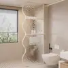 Mampara de Vidrio para Baño de Acero Inoxidable Color Crema para Separar Zonas Húmedas y Secas en el Baño, Mampara de Vidrio Junto al Inodoro