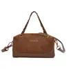 Bolsa de mão com design exclusivo para mulheres, nova coleção 2026, bolsa almofada retangular com retalhos de camurça, adequada para o trabalho e uso casual, bolsa de ombro ou bolsa transversal