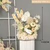 Decoración de boda color champán flor de simulación arreglo floral de suelo flor de guía de carretera rincón de flores flor de escenario de boda auditorio hotel arreglo floral