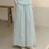Calça de Linho de Algodão Wide Leg Feminina Cintura Elástica Solta Sensação Preguiçosa Relaxada Caimento Calça Nove Pontos Verão Bordado Simples Artístico