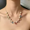 Dulce Collar de Perlas de Color Dopamina para Niñas, Cadena Fresca y Elegante para la Clavícula, Accesorio Estilo Vacaciones en la Playa
