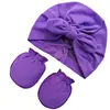 Nuevo Gorro para Bebé con Orejas de Conejo, Gorro Indonesio, Diadema Estampada, Guantes Antirrayaduras para Bebé, Juego de Tres Piezas, Gorro para Bebé