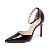 Sapatos Pretos de Salto Alto para Mulheres, Novo Modelo 2026, Salto Agulha, Bico Fino Raso, Couro Envernizado, Design Elegante e Sexy Vazado