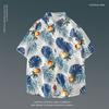 Camisa Floral de Manga Corta de Verano Estilo Japonés Estilo Hong Kong Retro Moderna Holgada para Hombres Playa Hawaiana Parejas