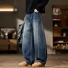 Roupas masculinas plus size, novos produtos de outono e inverno, jeans com lavagem retro americana de foice, calças masculinas largas e retas da moda