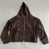 Moletom com capuz de fleece dupla face feminino, corte solto, com zíper, novo estilo outono/inverno, top casual e quente